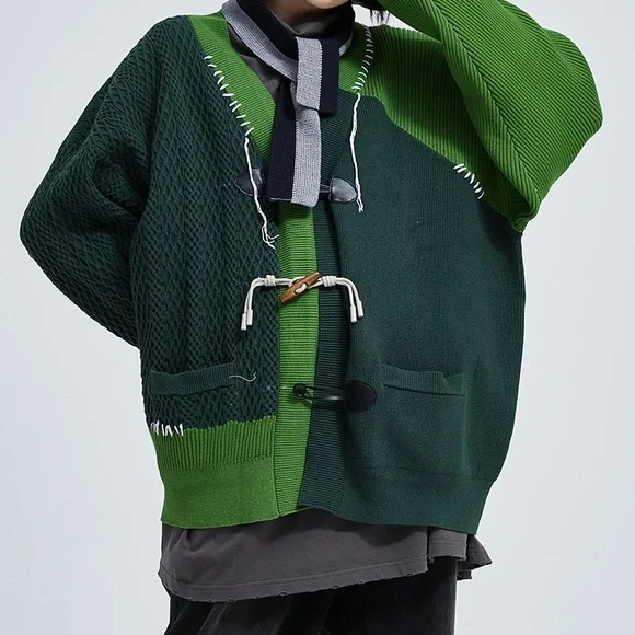 Vintage Loose Cardigan Knitted Sweaters for Women Stitch Patchwork B-12 - Picture 1 of 10